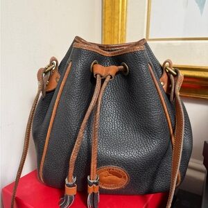 Dooney & Bourke Black and Brown Leather Bucket Bag